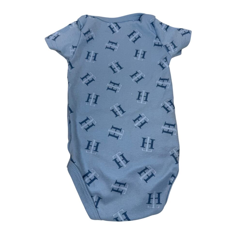 Tommy Hilfiger Onesi 0-3 Months Blue Designer "TH" Emblem Short Sleeve